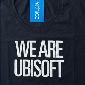 NWT Ethica WE ARE UBISOFT Promo T-Shirt Women’s XL Navy Blue 100% Organic Cotton